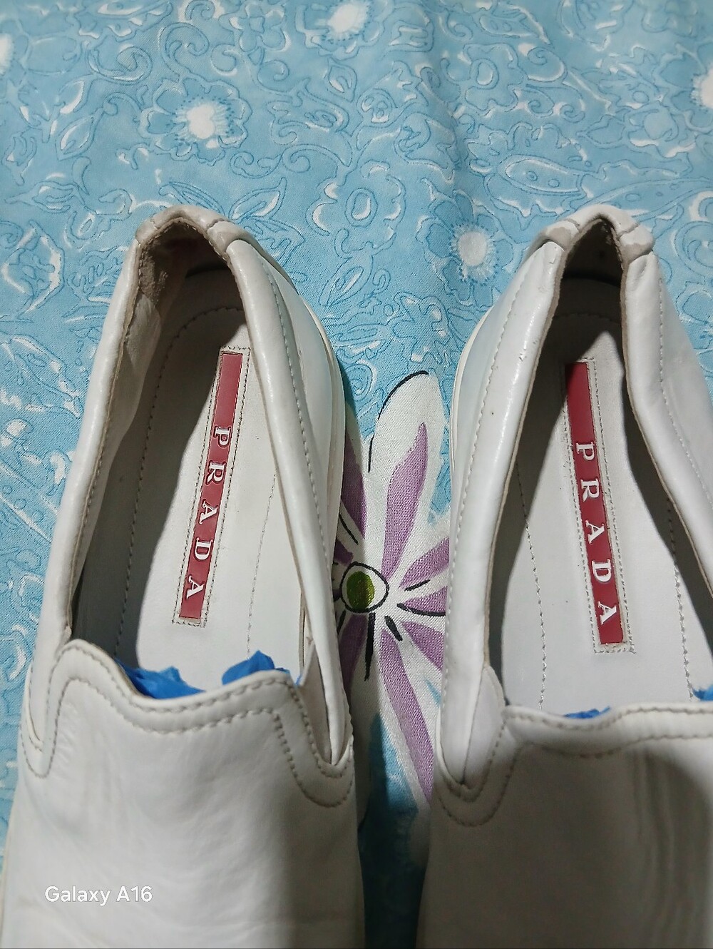 PRADA Solid White Leather Women’s Shoes Slip On Sneakers Size 37. US7 - Picture 4 of 10